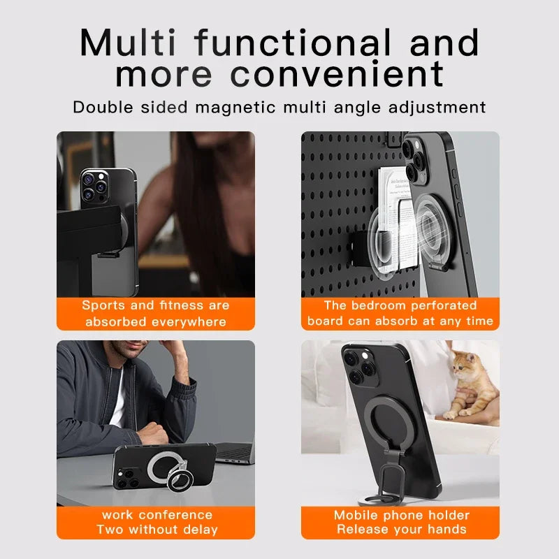 2025 Double-Sided MagSafe Phone Holder β 360Β° Rotating Stand with Strong Magnet & Foldable Finger Grip for iPhone 14β16