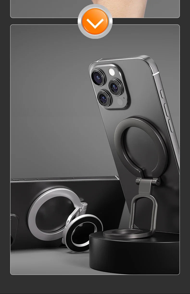 2025 Double-Sided MagSafe Phone Holder β 360Β° Rotating Stand with Strong Magnet & Foldable Finger Grip for iPhone 14β16
