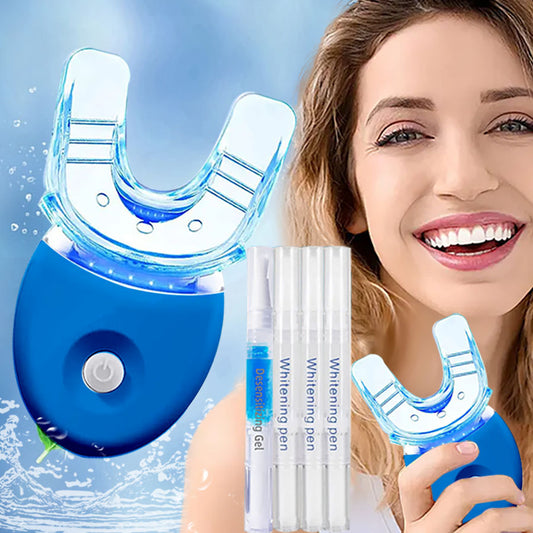Professional Teeth Whitening Kit – 5X LED Light with Pens & Mouth Tray