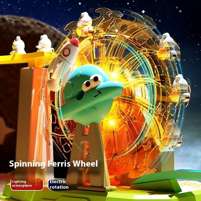 Children’s Space Rabbit Electric Track Toy – Climbing Stairs & Puzzle Slide Playset