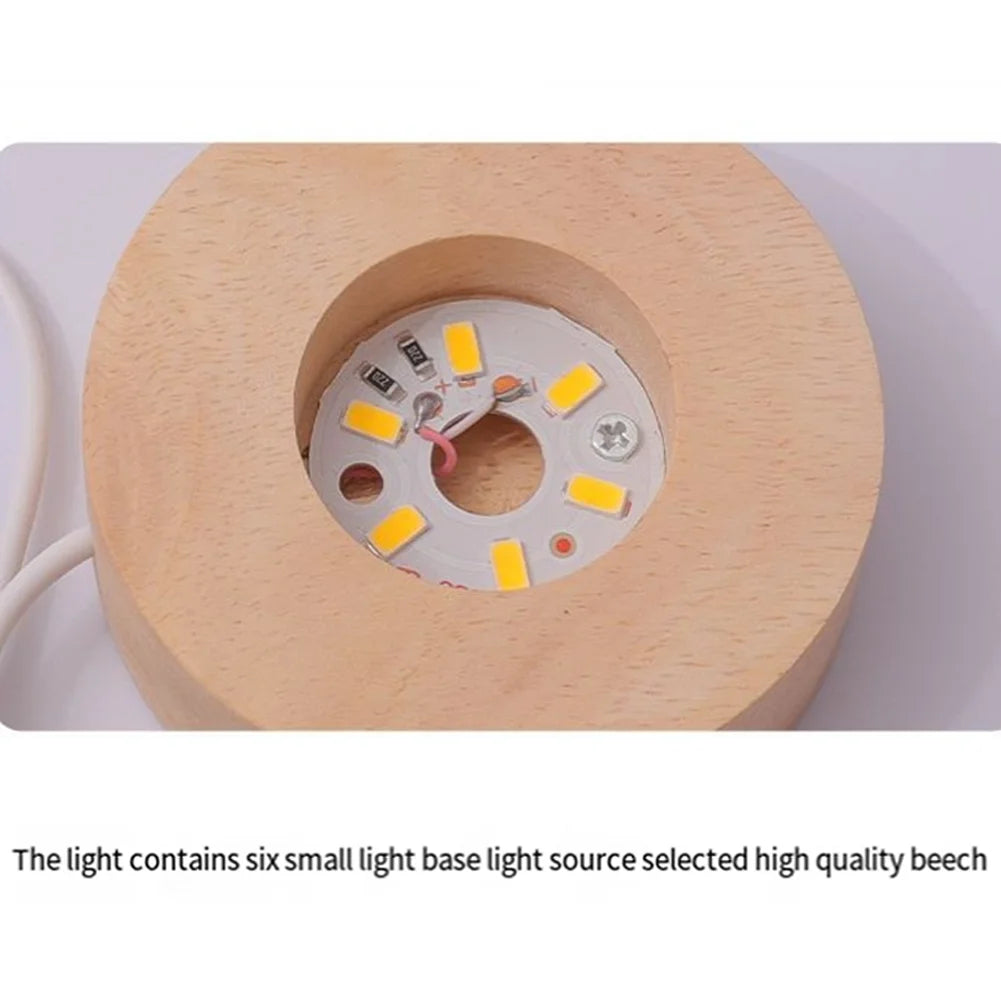 Wooden high quality beech base with six small light sources for 3D crystal ball night light