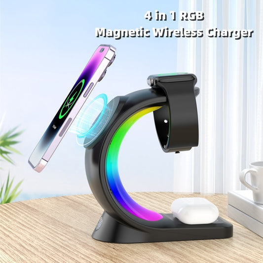 4-in-1 Magnetic Wireless Charger – Fast Charging Station with Atmosphere Light
