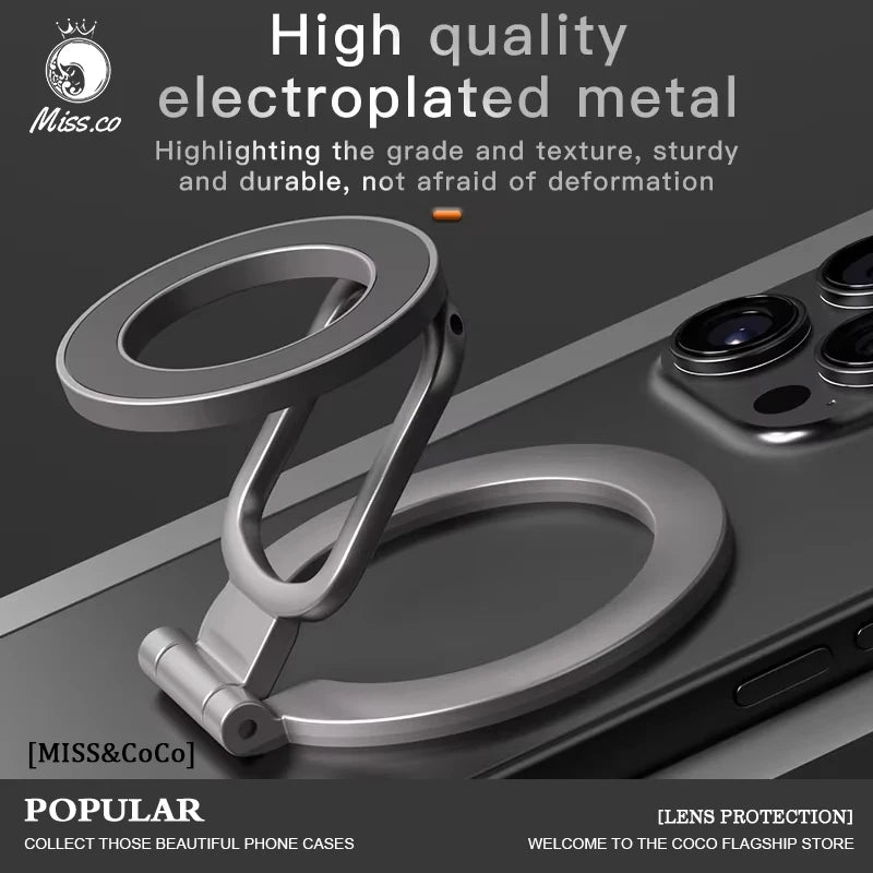 2025 Double-Sided MagSafe Phone Holder – 360° Rotating Stand with Strong Magnet & Foldable Finger Grip for iPhone 14–16
