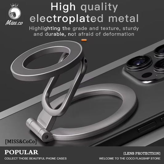 2025 Double-Sided MagSafe Phone Holder – 360° Rotating Stand with Strong Magnet & Foldable Finger Grip for iPhone 14–16