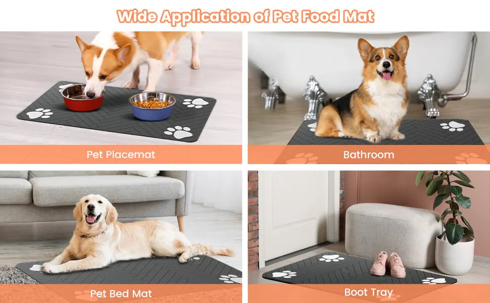 Waterproof Pet Feeding Mat – Quick-Dry Placemat with Non-Slip Rubber Backing for Dogs & Cats