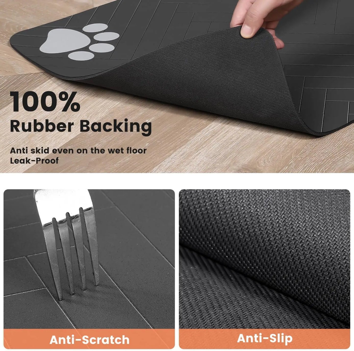 Waterproof Pet Feeding Mat – Quick-Dry Placemat with Non-Slip Rubber Backing for Dogs & Cats