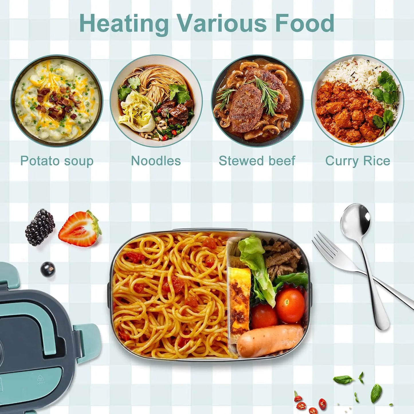2-in-1 Electric Heating Lunch Box – Portable Bento for Car & Home Use