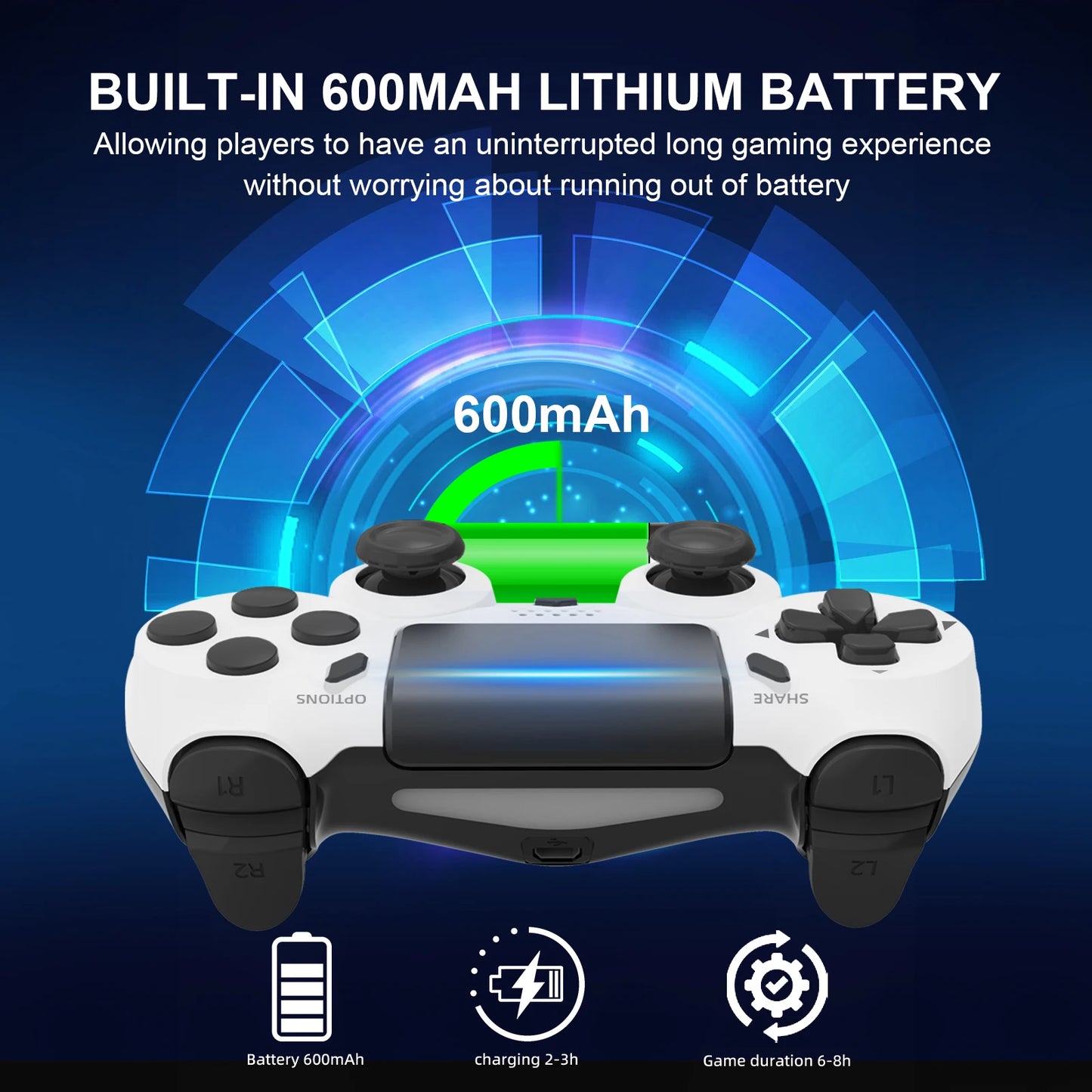GAMINJA Wireless Bluetooth Gamepad – Dual Vibration & Touchpad for PS4/PS3 & PC Gaming