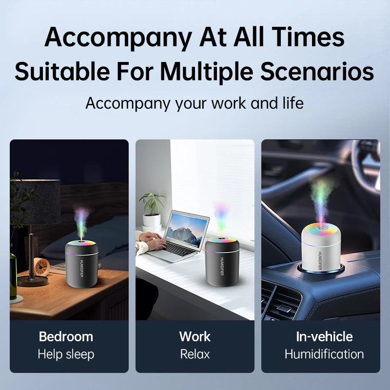 180ML USB Mini Aroma Humidifier with LED Light – Car & Home Use