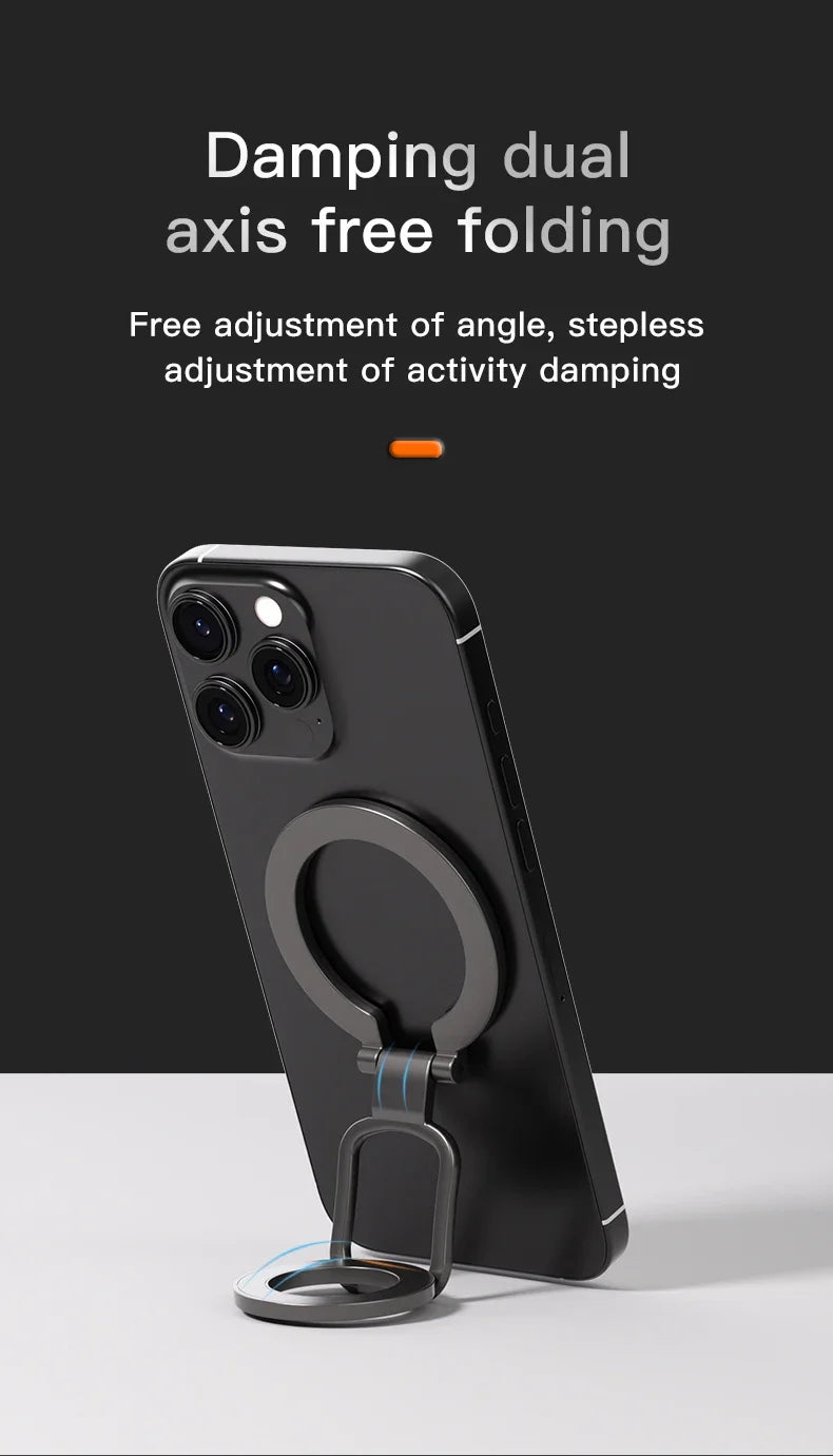 2025 Double-Sided MagSafe Phone Holder – 360° Rotating Stand with Strong Magnet & Foldable Finger Grip for iPhone 14–16