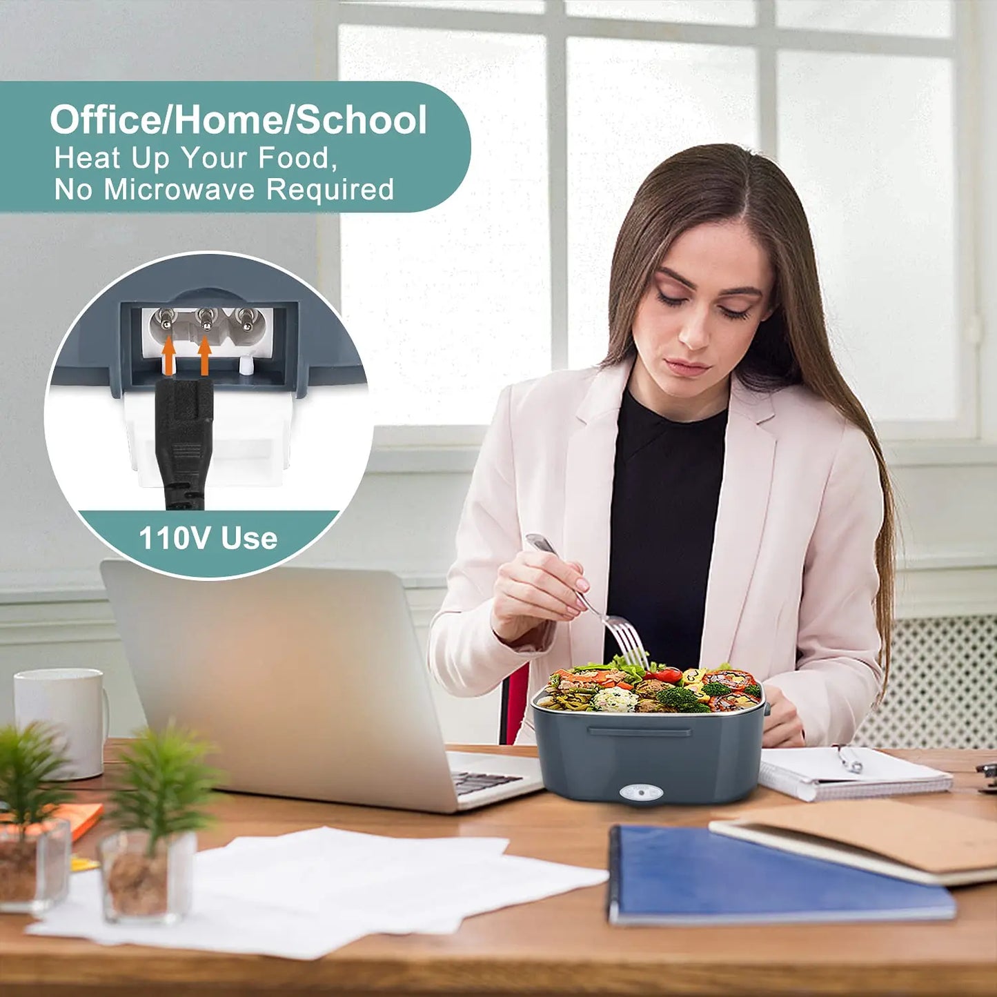 2-in-1 Electric Heating Lunch Box – Portable Bento for Car & Home Use