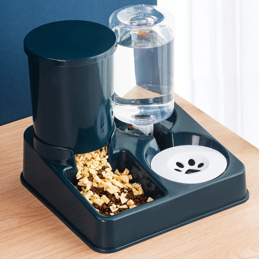 2-in-1 Automatic Cat Feeder & Water Dispenser – Tilted Gravity Food Bowl & Waterer Set