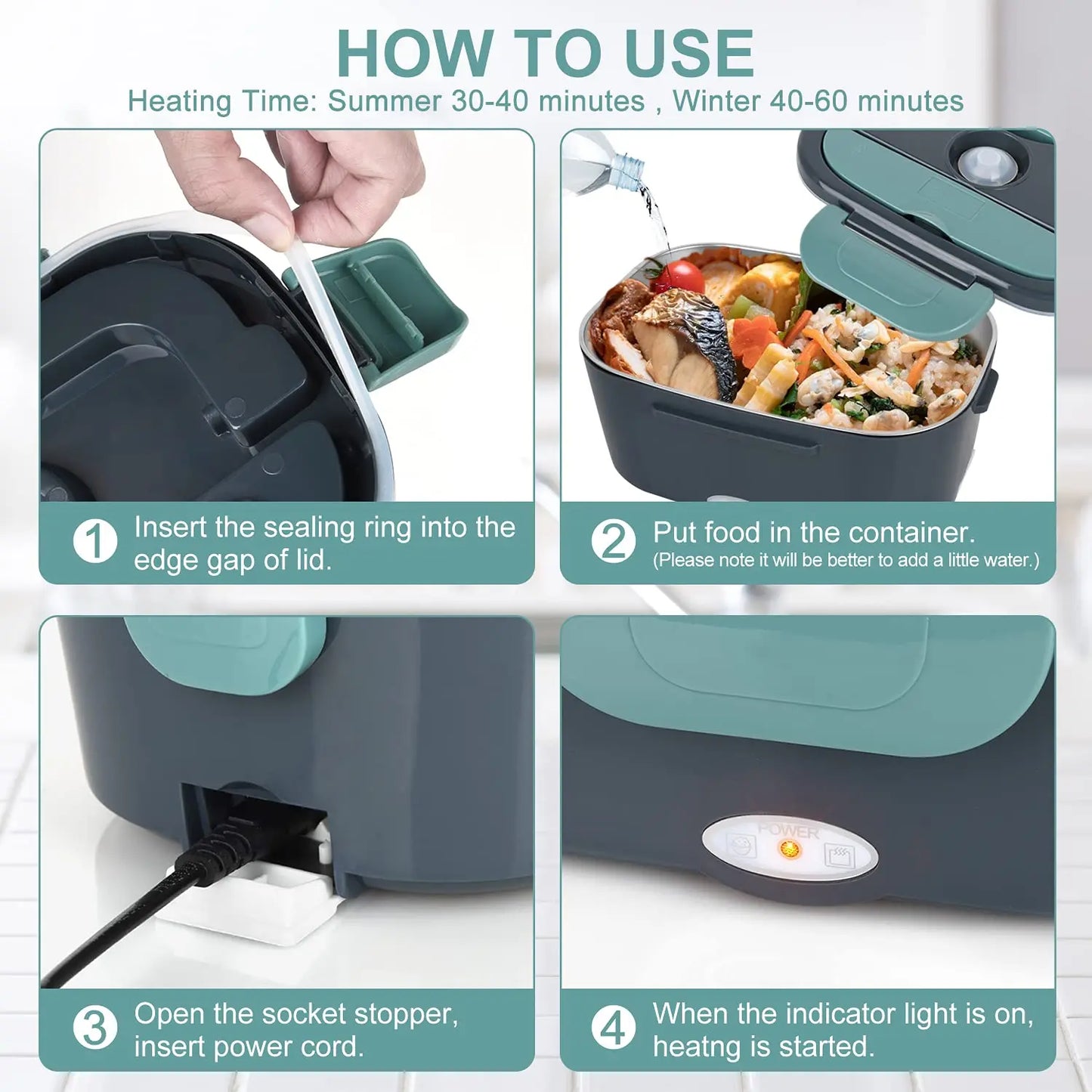 2-in-1 Electric Heating Lunch Box – Portable Bento for Car & Home Use