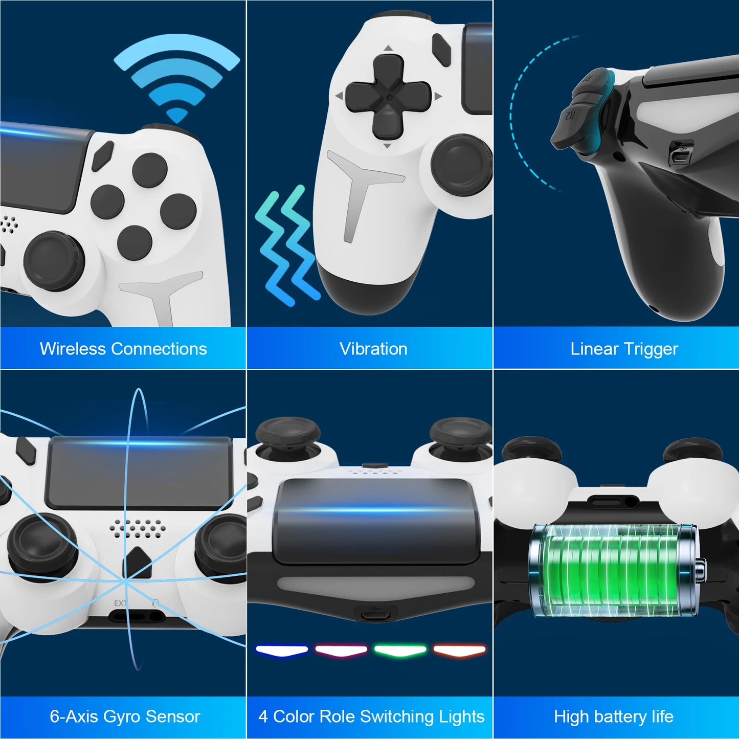 GAMINJA Wireless Bluetooth Gamepad – Dual Vibration & Touchpad for PS4/PS3 & PC Gaming