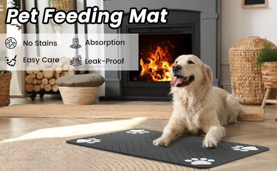 Waterproof Pet Feeding Mat – Quick-Dry Placemat with Non-Slip Rubber Backing for Dogs & Cats