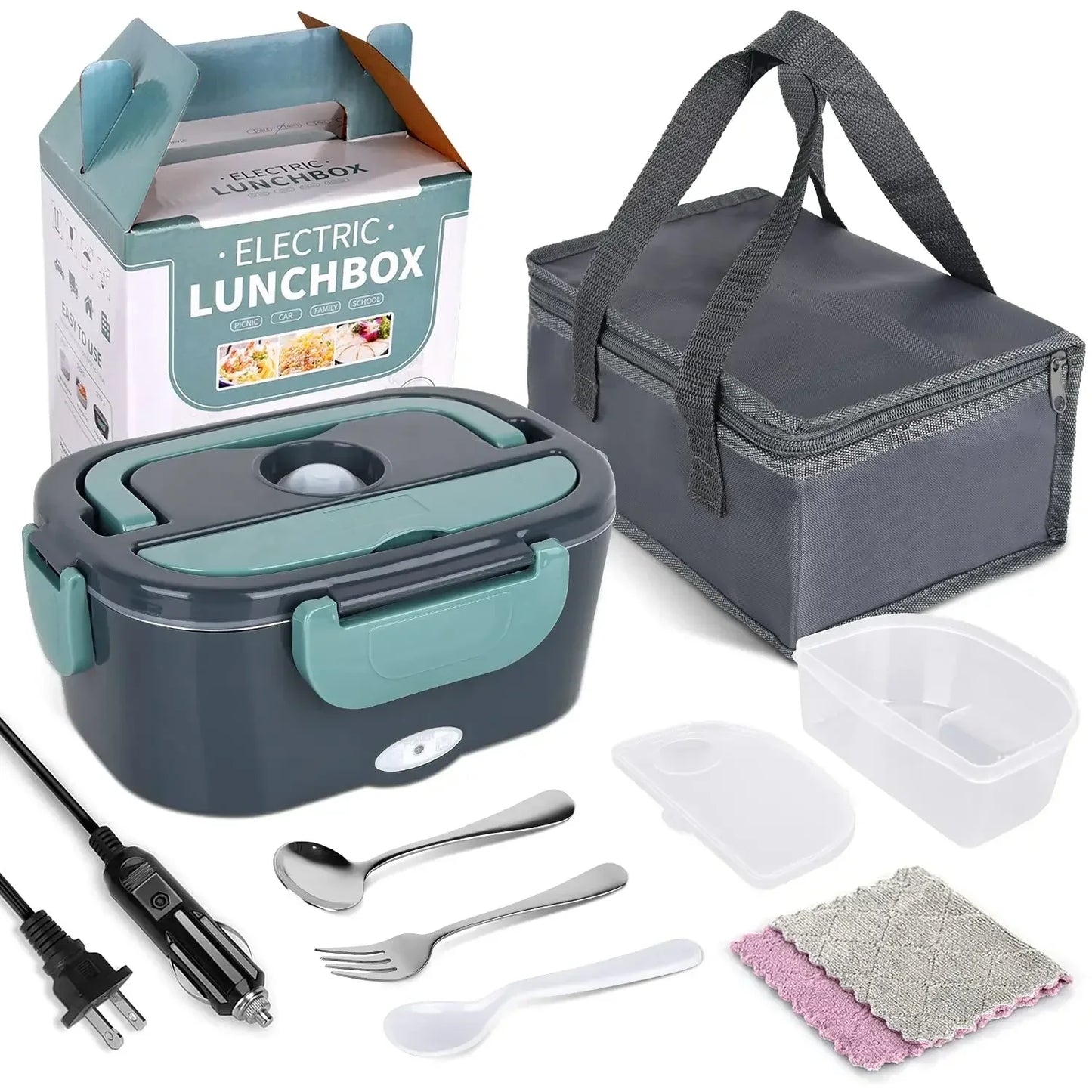 2-in-1 Electric Heating Lunch Box – Portable Bento for Car & Home Use