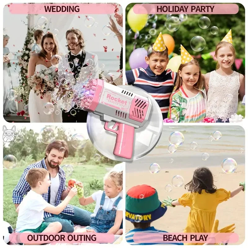40-Hole Rocket Bubble Gun – Handheld Electric Toy for Kids’ Parties & Outdoor Fun