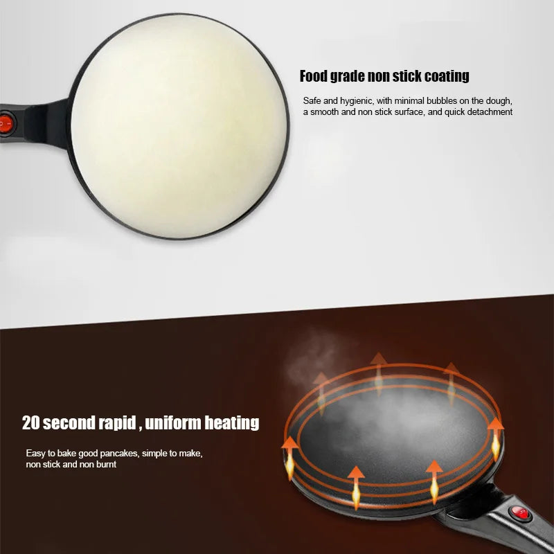 Non-Stick Electric Crepe Maker – Fast Heating Pancake Griddle with Smooth Surface