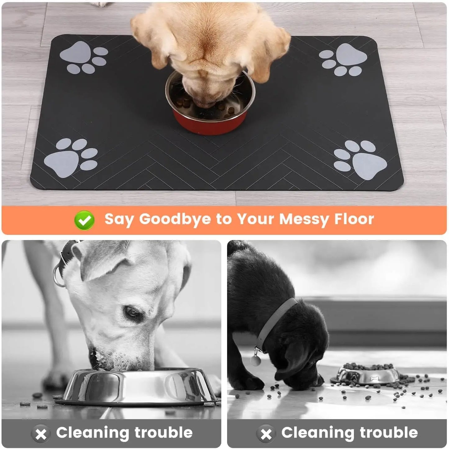 Waterproof Pet Feeding Mat – Quick-Dry Placemat with Non-Slip Rubber Backing for Dogs & Cats
