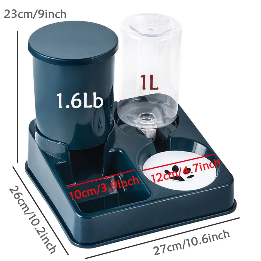2-in-1 Automatic Cat Feeder & Water Dispenser – Tilted Gravity Food Bowl & Waterer Set