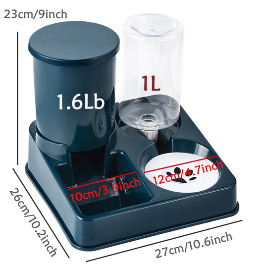 2-in-1 Automatic Cat Feeder & Water Dispenser – Tilted Gravity Food Bowl & Waterer Set
