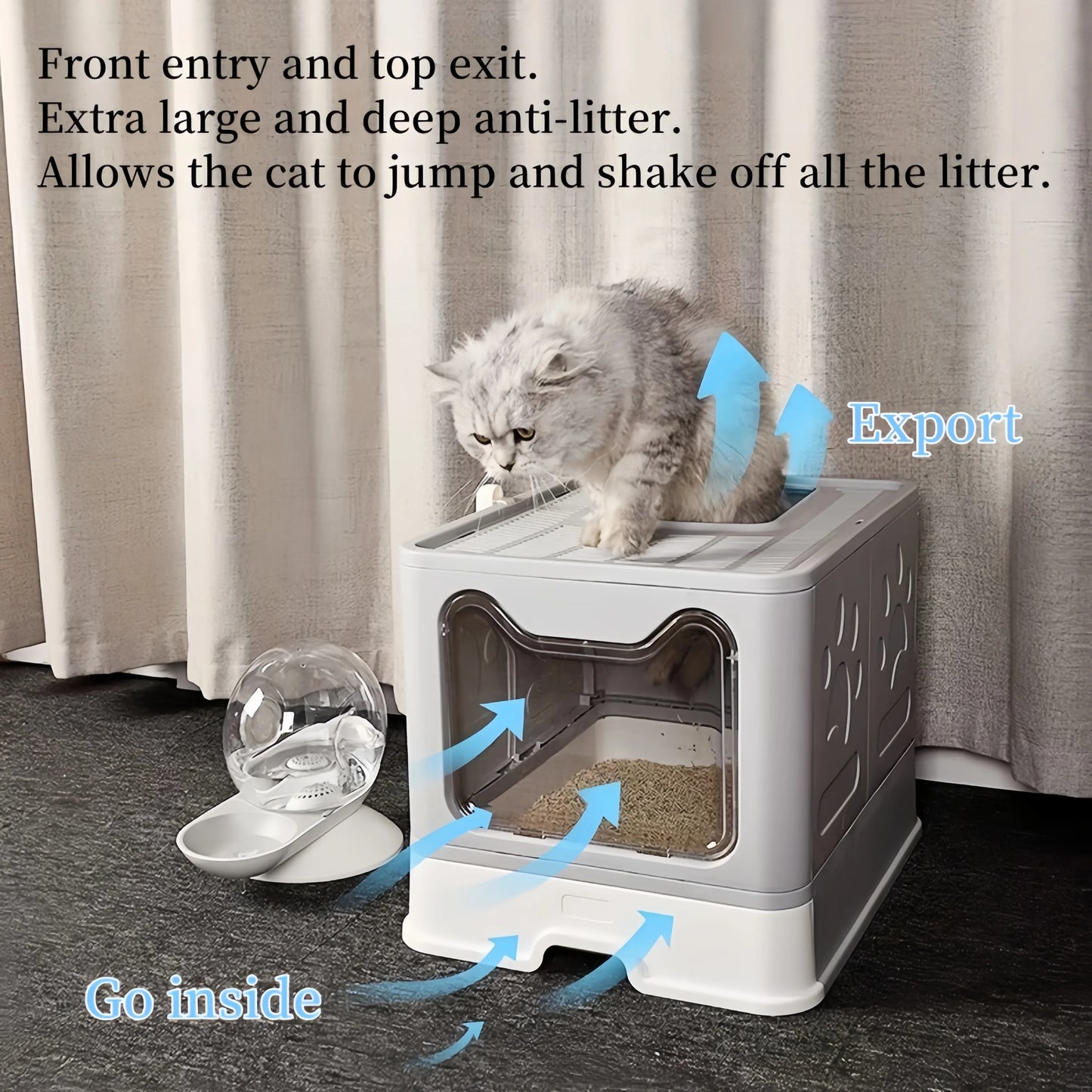 Foldable Cat Litter Box – Drawer-Style Design with Scooper for Easy Waste Management