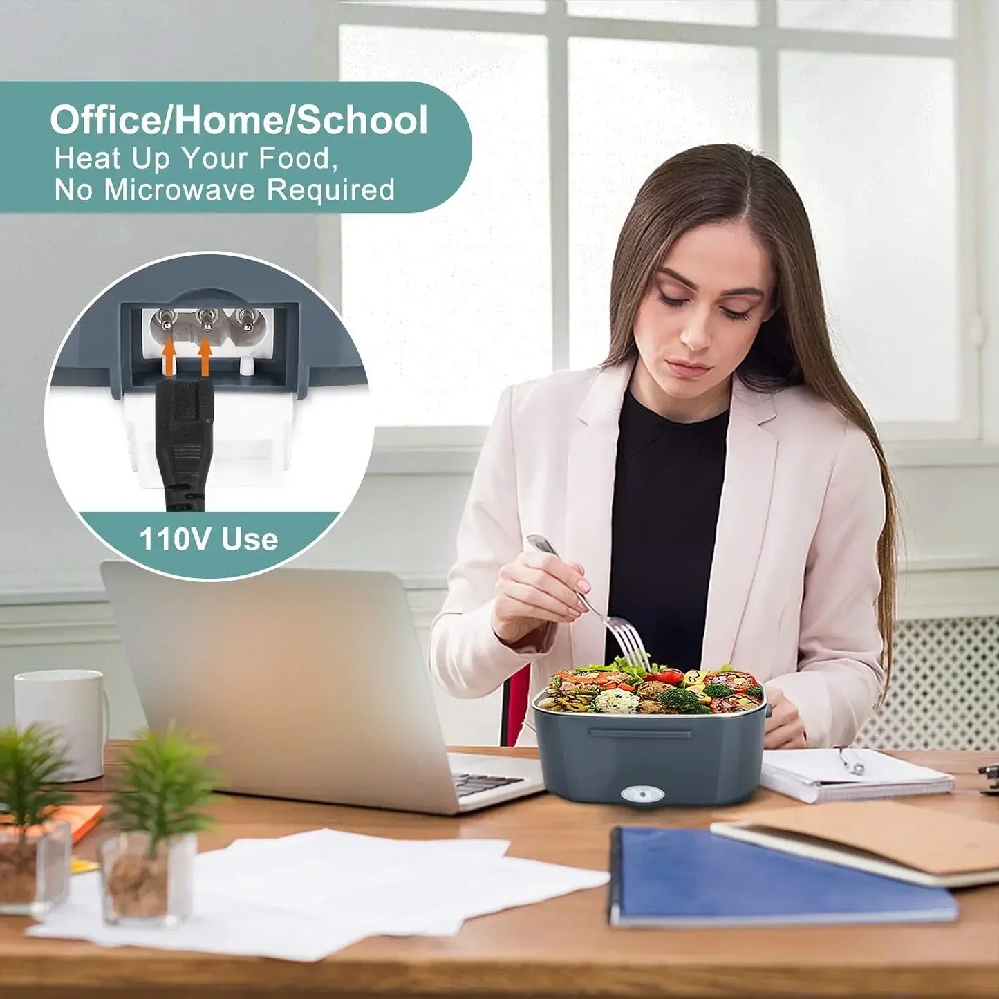 2-in-1 Electric Heating Lunch Box – Portable Bento for Car & Home Use