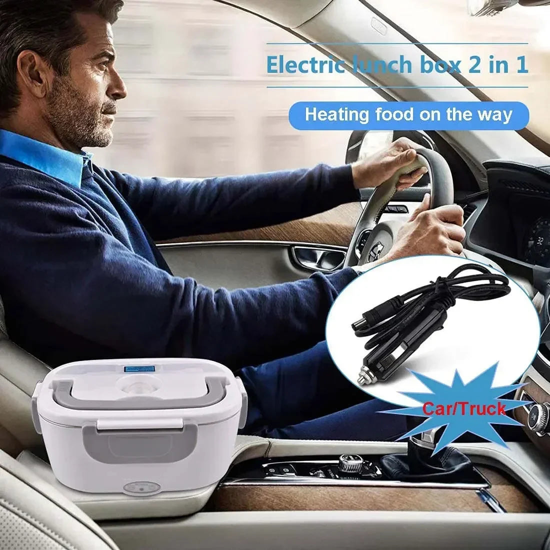 2-in-1 Electric Heating Lunch Box – Portable Bento for Car & Home Use