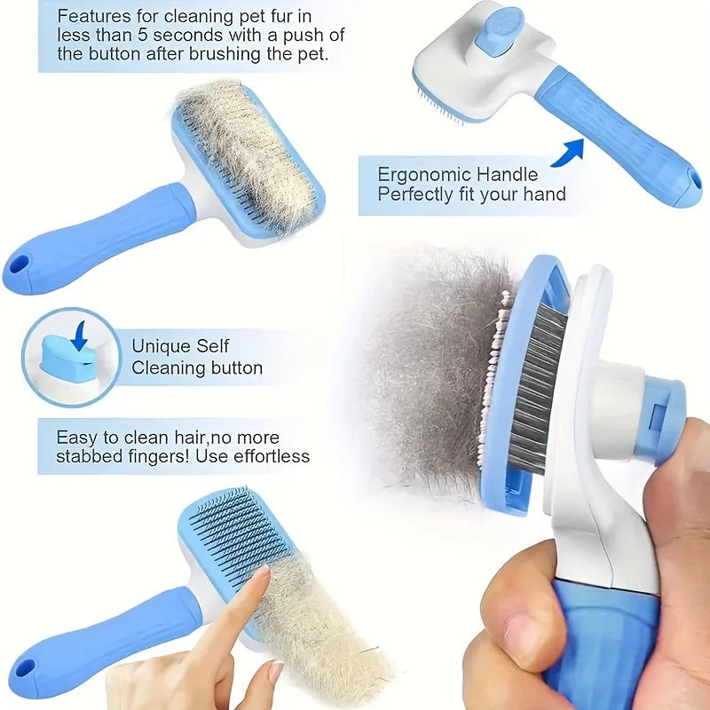 Pet Hair Remover Brush – Gentle Deshedding Comb for Dogs & Cats with Long Hair