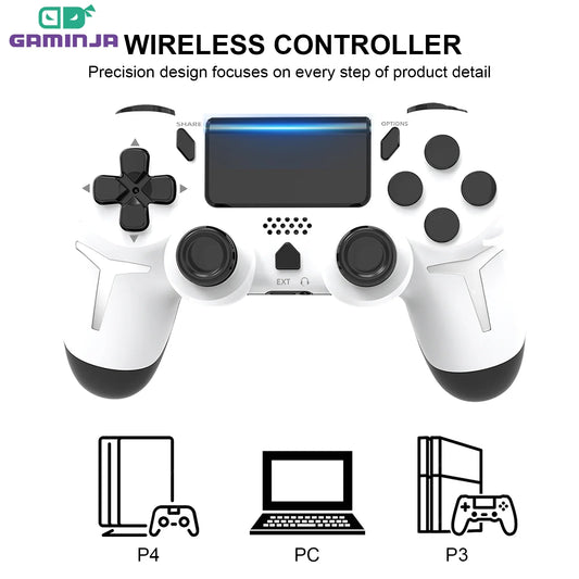 GAMINJA Wireless Bluetooth Gamepad – Dual Vibration & Touchpad for PS4/PS3 & PC Gaming