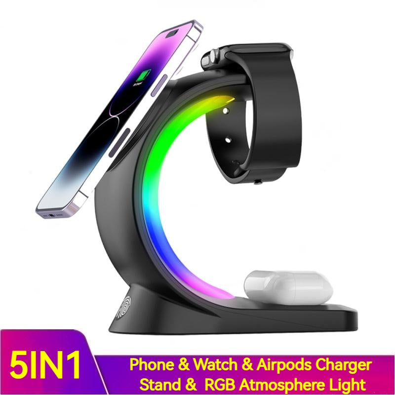 4-in-1 Magnetic Wireless Charger – Fast Charging Station with Atmosphere Light
