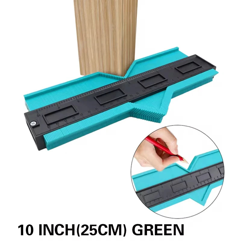 Adjustable contour gauge for home improvement in green measuring 10 inch for precise shape copying