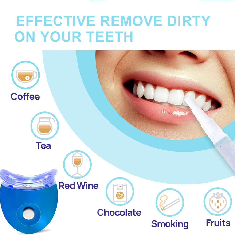 Professional Teeth Whitening Kit – 5X LED Light with Pens & Mouth Tray
