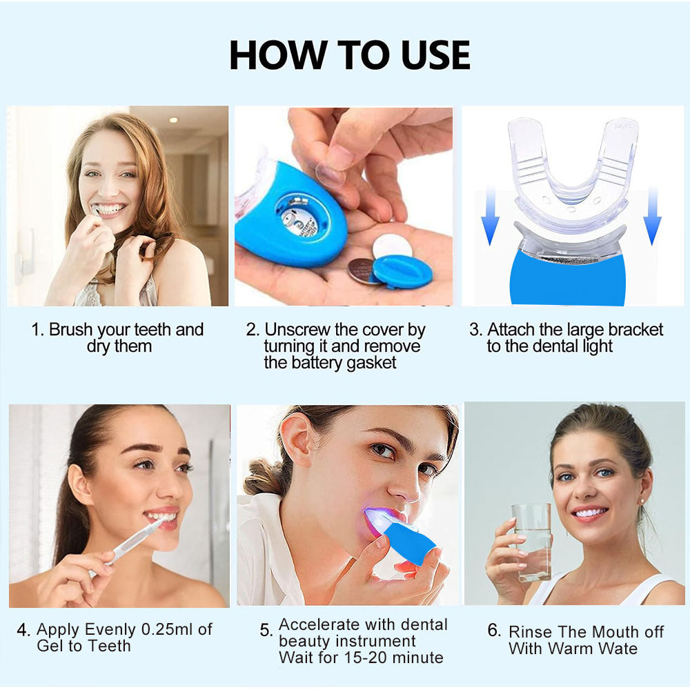 Professional Teeth Whitening Kit – 5X LED Light with Pens & Mouth Tray