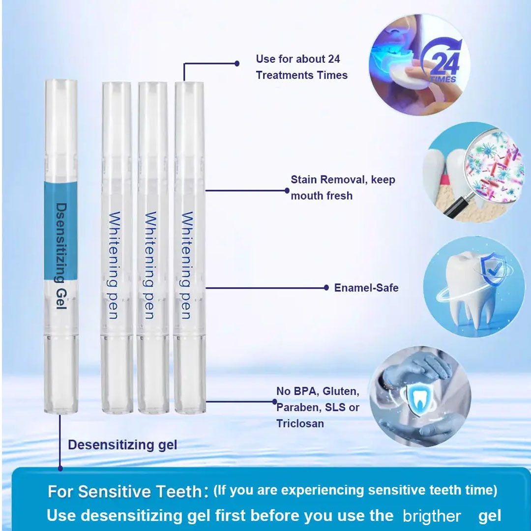 Professional Teeth Whitening Kit – 5X LED Light with Pens & Mouth Tray