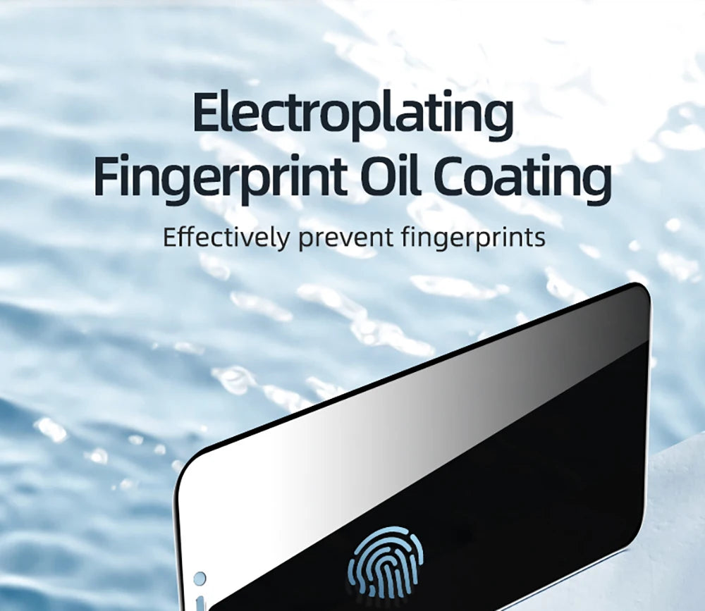 Privacy screen protector for iPhone 14 Pro Max with electroplating fingerprint oil coating to prevent fingerprints