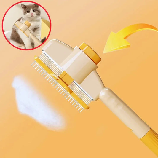 TrevioMart beige self-cleaning pet grooming brush with easy hair removal feature for cats