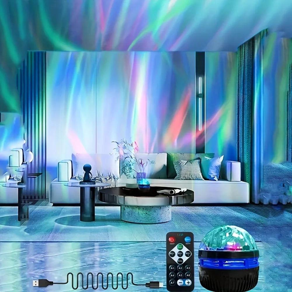 TrevioMart starry sky light projector with remote casting colorful light patterns on living room walls