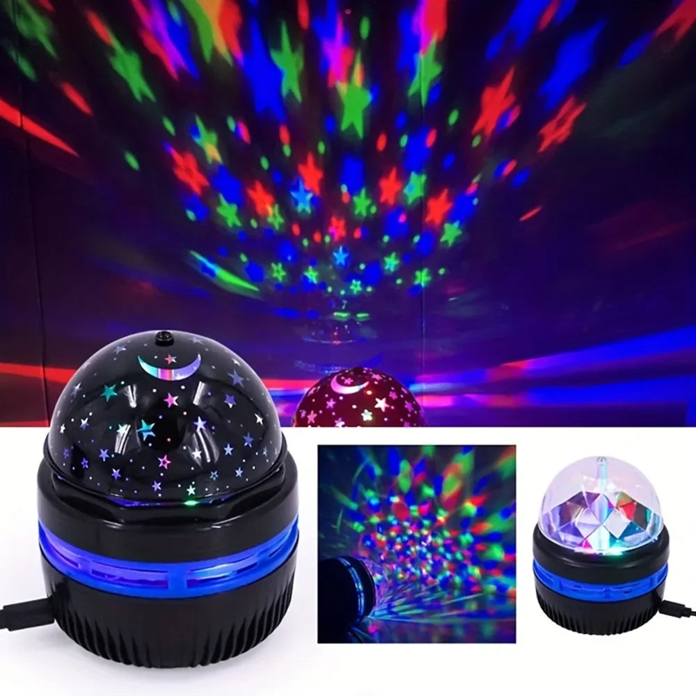 TrevioMart starry sky light projector with remote displaying colorful star and moon patterns on walls